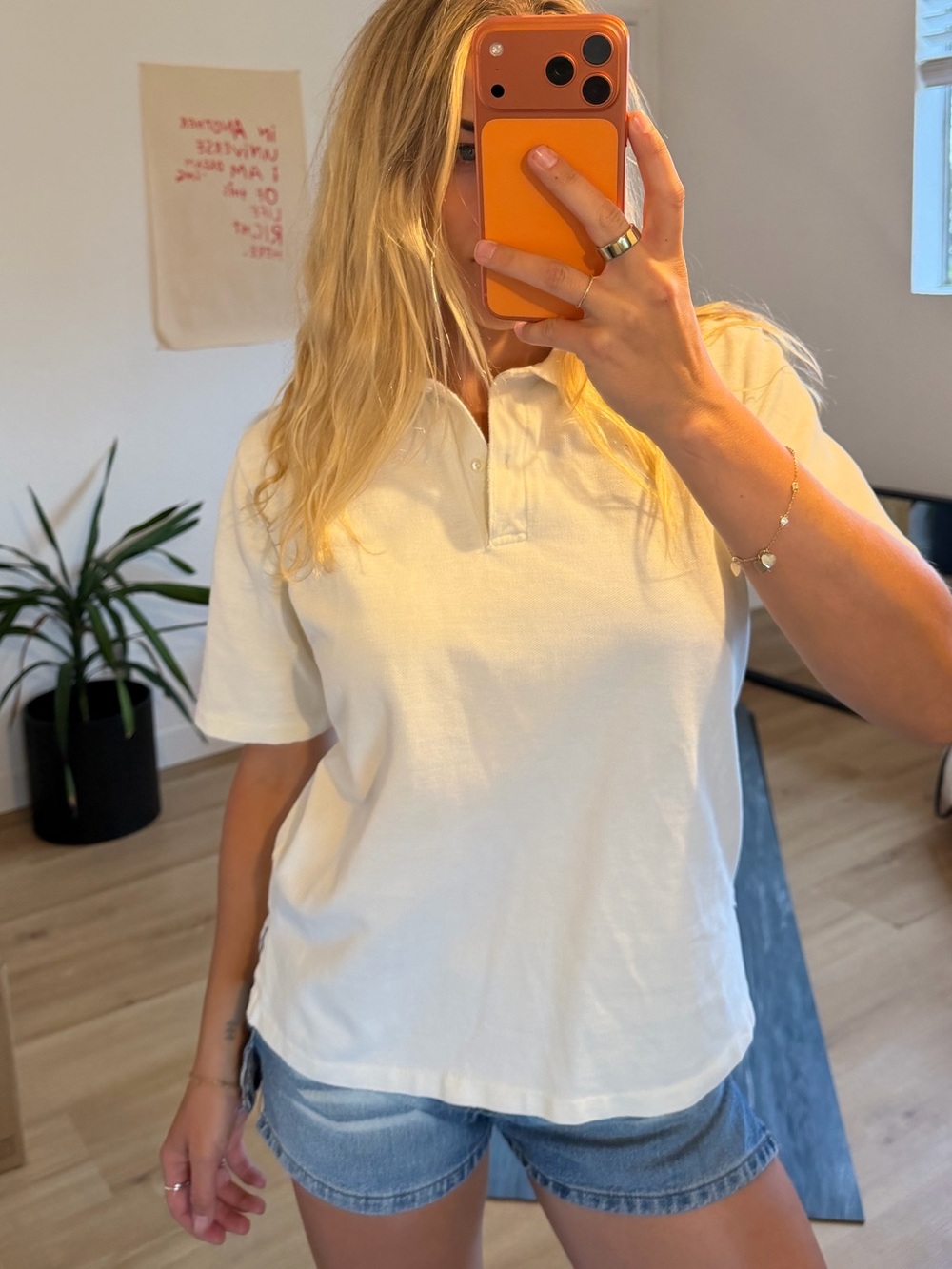Lands’ End White Polo Shirt Short Sleeve Cotton Women’s Small